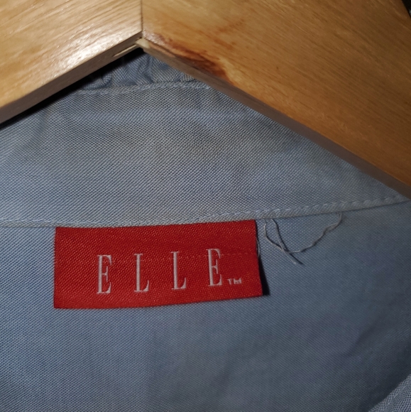 Elle Rinestone Neckline Career Blouse Blue Business Casual - Picture 6 of 9